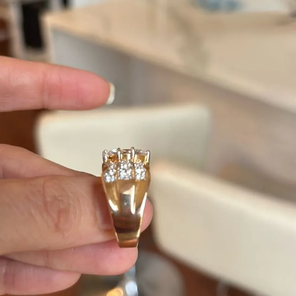 RSC multi diamond costume ring with gold size 9.5